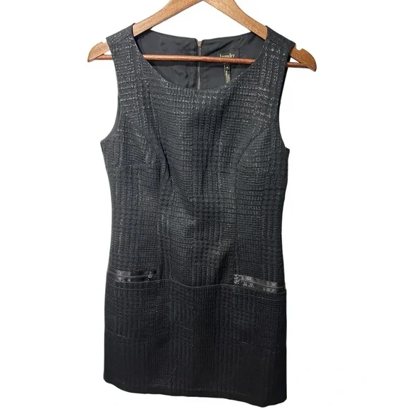 Laundry by Shelli Segal BlackTextured Sleeveless Shift /Mini Dress Size 8 - Picture 2 of 7
